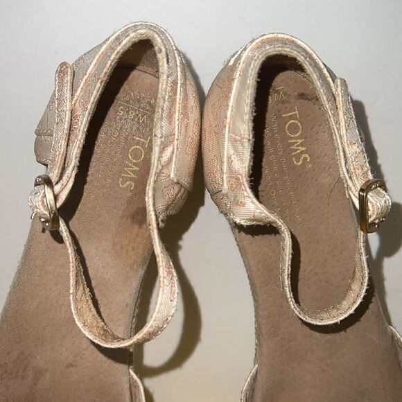 Toms Floral Jacquard Peep Toe Wedge Heels 8.5 - Picture 7 of 10